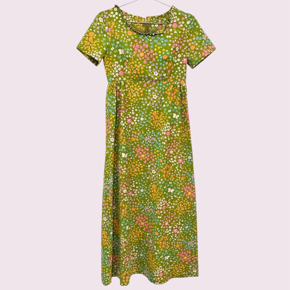 Vintage green floral babydoll dress